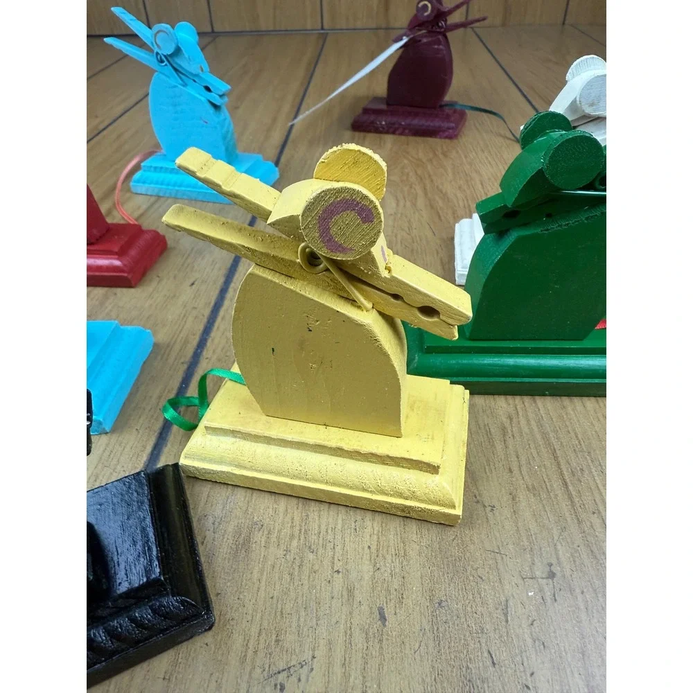 Set of 8 Wood Mice Farmhouse Note  Holders, Table Stands, Rustic Decor hand made
